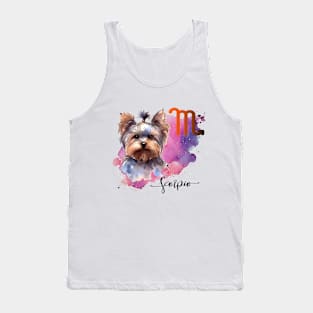 Scorpio Zodiac Sign Cute Yorkie Yorkshire Terrier Watercolor Art Tank Top